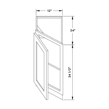 Craft Cabinetry Recessed Panel Gray Stain 12”W Corner Base Cabinet Image Specifications