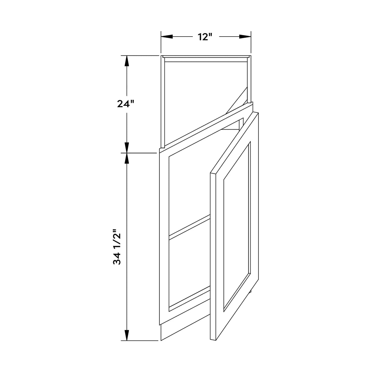 Craft Cabinetry Recessed Panel Gray Stain 12”W Corner Base Cabinet Image Specifications