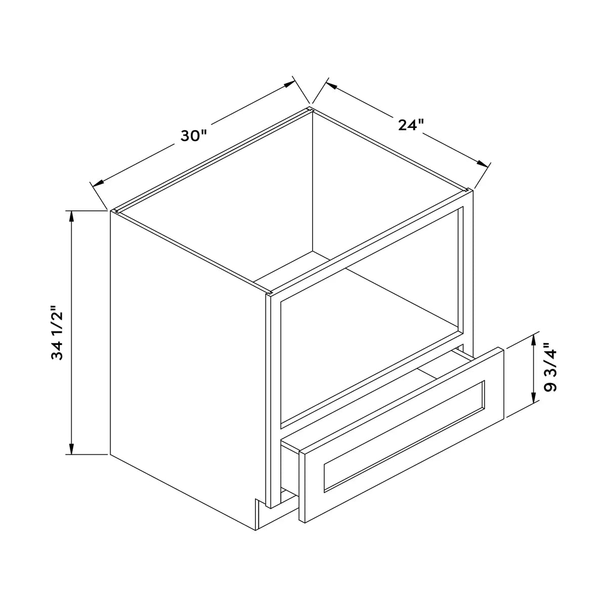 Craft Cabinetry Recessed Panel Gray Stain 30”W Microwave Base Cabinet Image Specifications