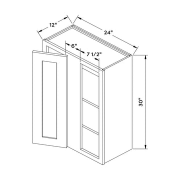Craft Cabinetry Recessed Panel Gray Stain 24”W x 30”H Blind Wall Corner Cabinet Image Specifications