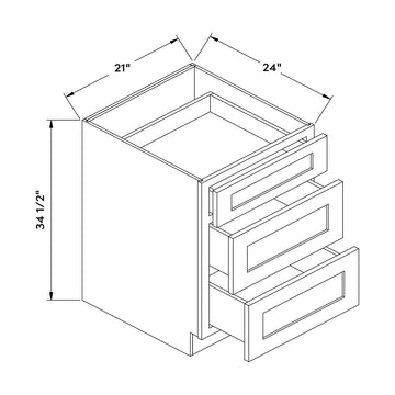 Craft Cabinetry Shaker Black 21”W Drawer Base Cabinet Image Specifications