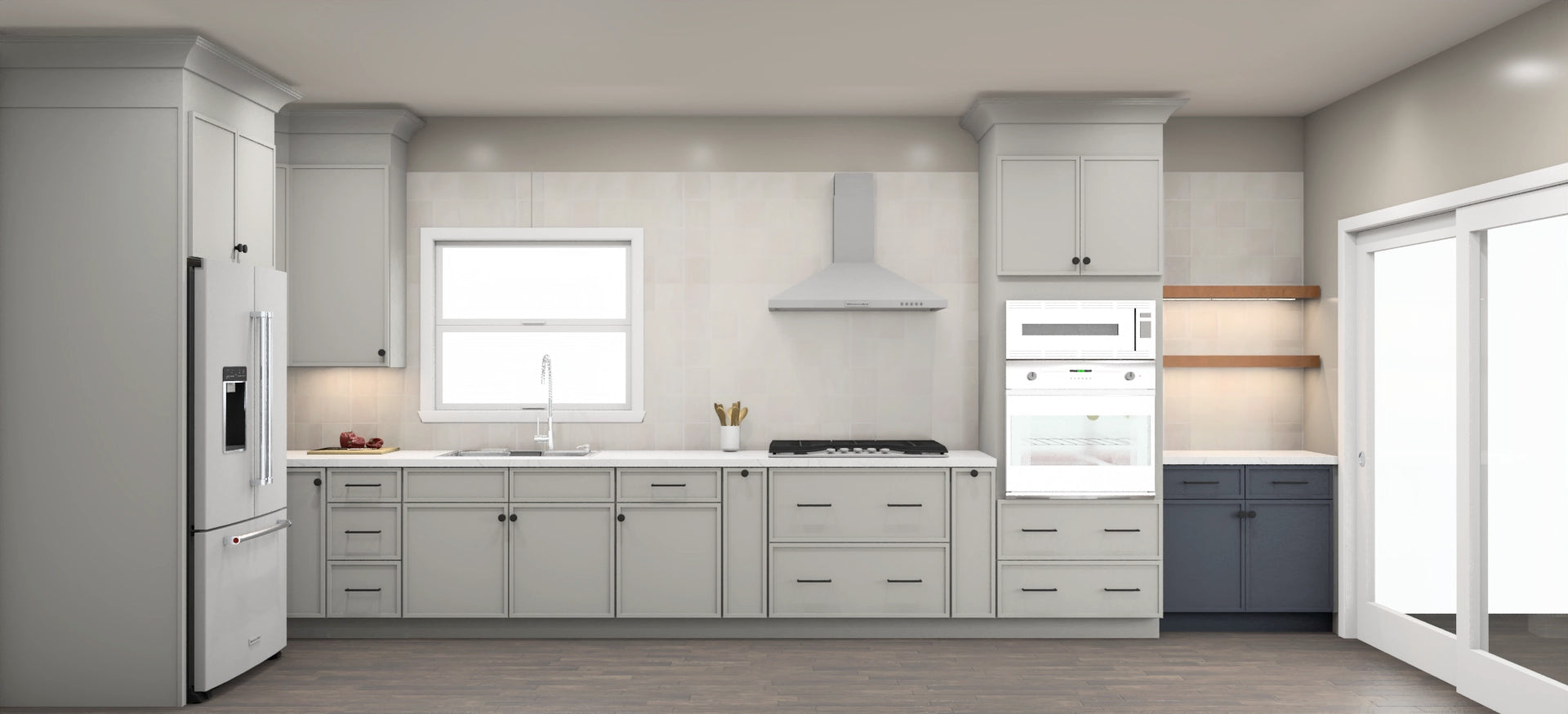 Fabuwood Allure Luna Dove Kitchen 77 in. by 238 in. with Island