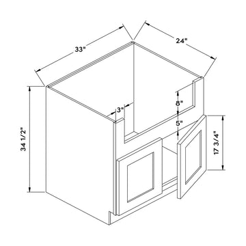 Craft Cabinetry Shaker Aqua 33”W Sink Cabinet