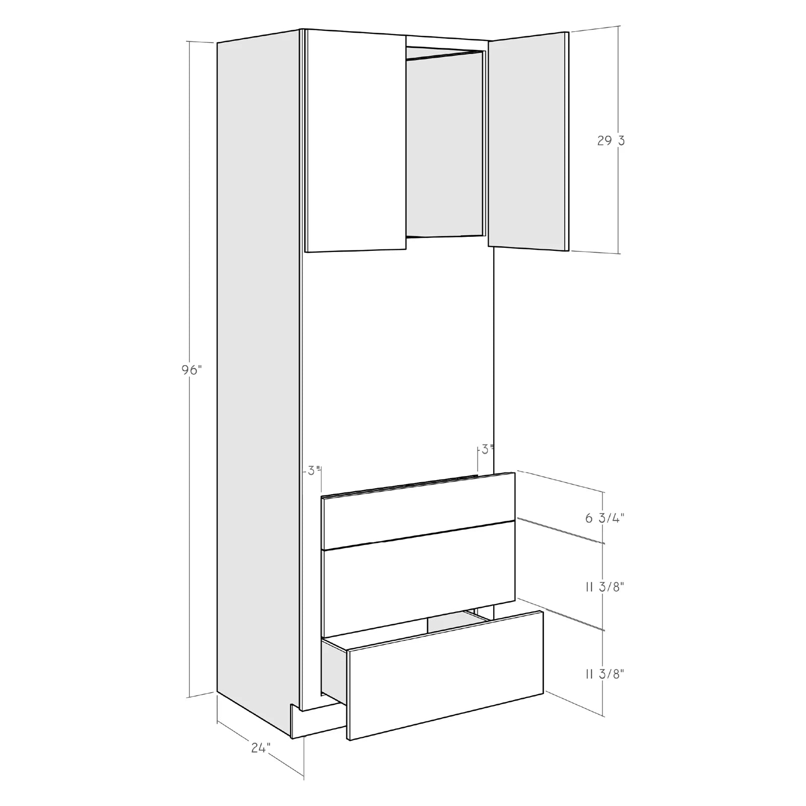Fabuwood Allure Fusion Oyster 33"W x 96"H Oven Cabinet Photo