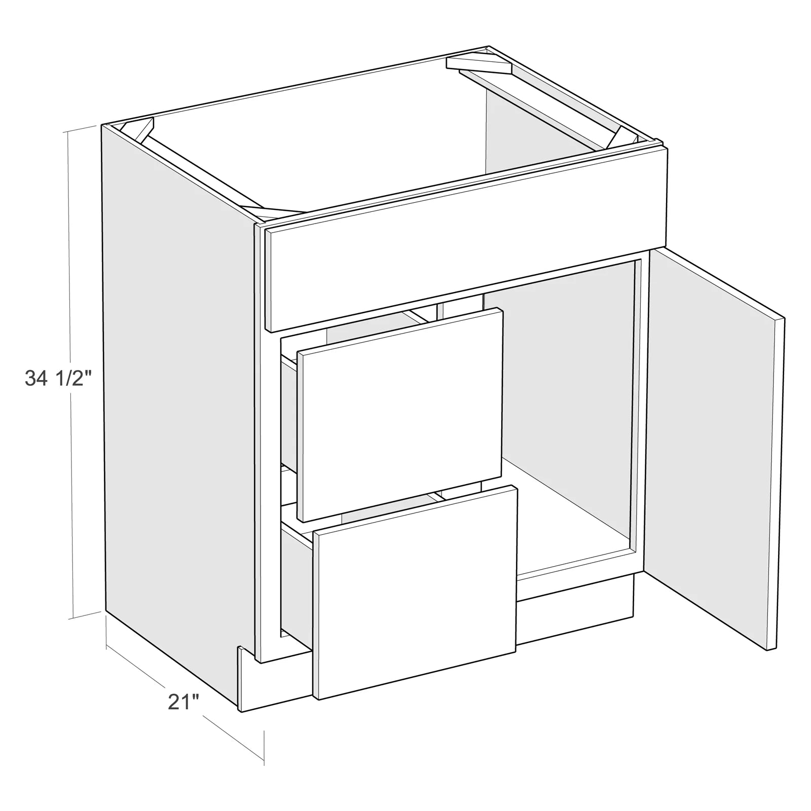 Fabuwood Allure Fusion Cloud White 36"W Right Drawers Left Door Vanity Cabinet Photo