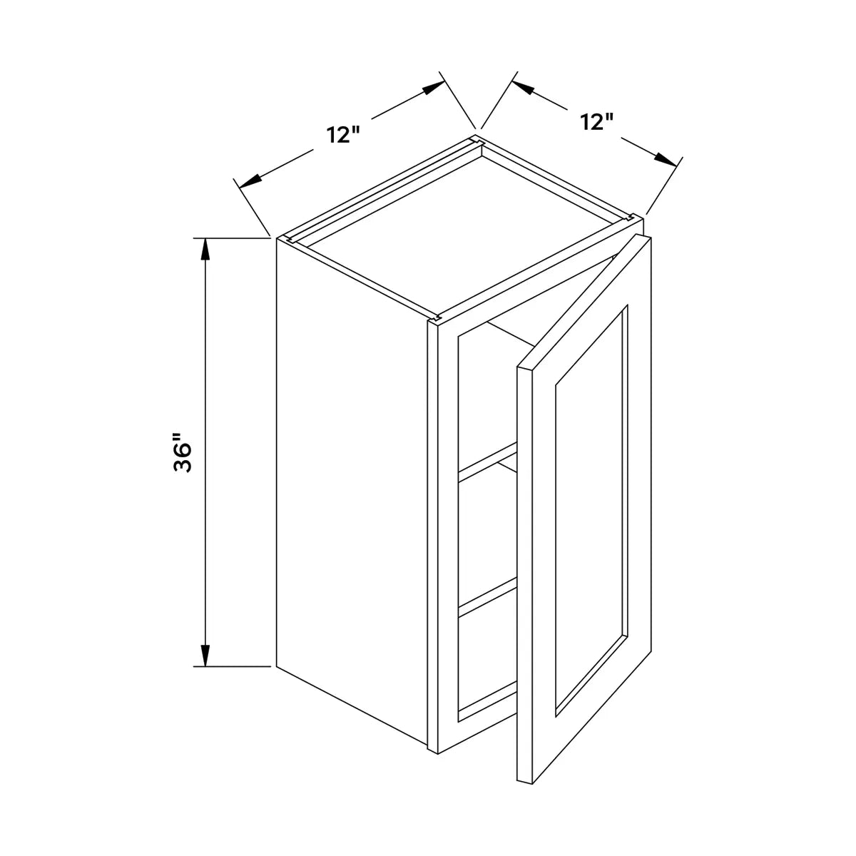 Craft Cabinetry Recessed Panel Gray Stain 12”W x 36”H Wall Cabinet Image Specifications