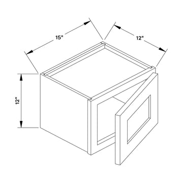 Craft Cabinetry Recessed Panel Gray Stain 15”W x 12”H Wall Cabinet Image Specifications