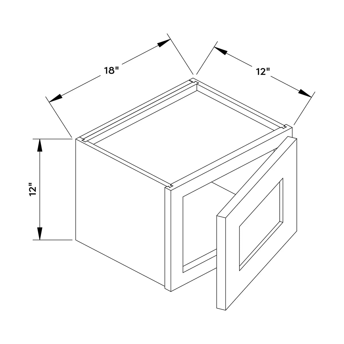 Craft Cabinetry Shaker Black 18”W x 12”H Wall Cabinet Image Specifications