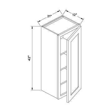 Craft Cabinetry Shaker Black 21”W x 42”H Wall Cabinet Image Specifications