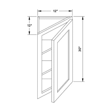 Craft Cabinetry Recessed Panel Gray Stain 12”W x 30”H Wall Angle Corner Cabinet Image Specifications