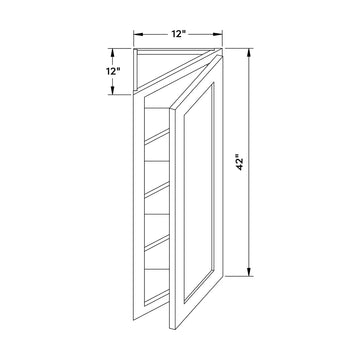 Craft Cabinetry Recessed Panel Gray Stain 12”W x 42”H Wall Angle Corner Cabinet Image Specifications