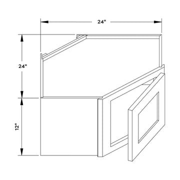 Craft Cabinetry Recessed Panel Gray Stain 24”W x 12”H Wall Diagonal Corner Cabinet Image Specifications