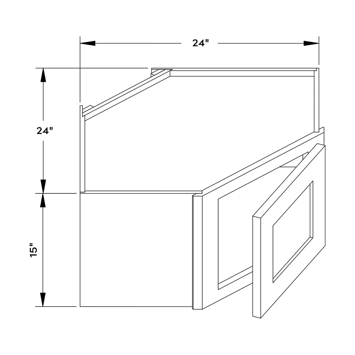 Craft Cabinetry Shaker Black 24”W x 15”H Wall Diagonal Corner Cabinet Image Specifications