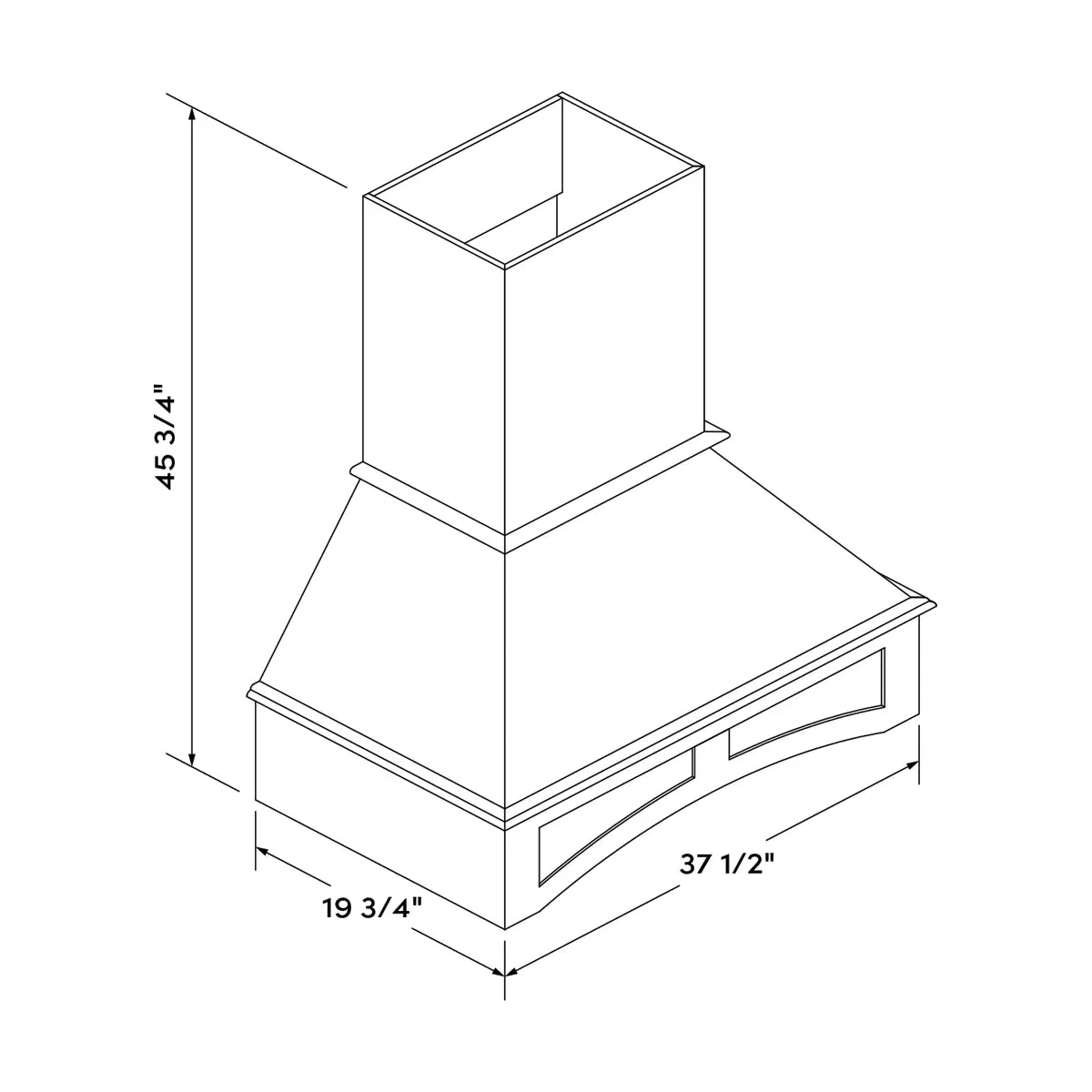 Craft Cabinetry Recessed Panel Gray Stain 36" Hood Image Specifications