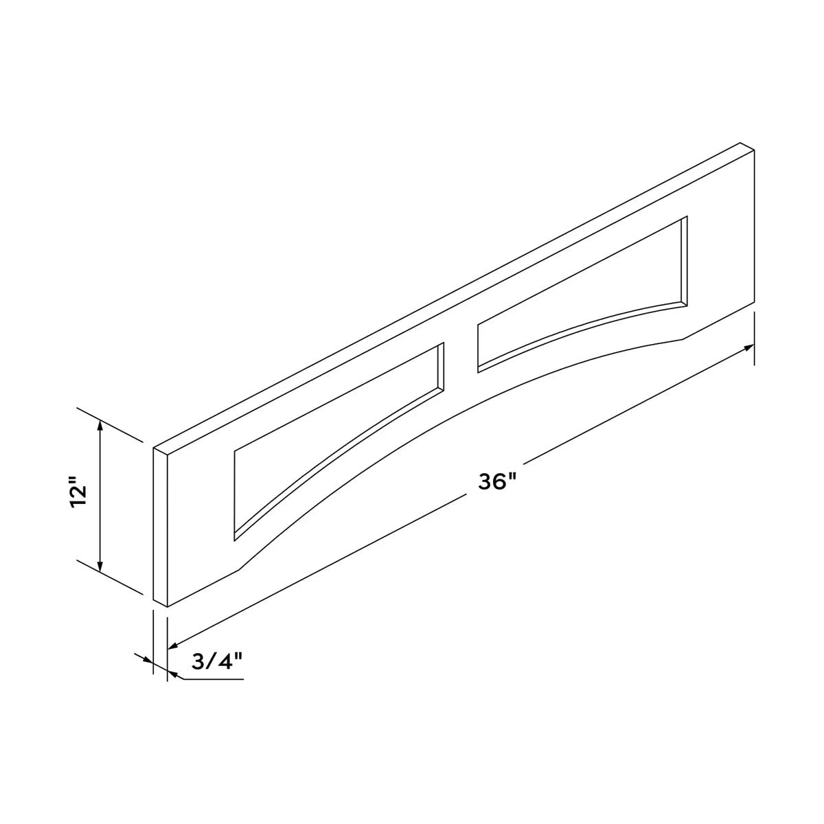 Craft Cabinetry Recessed Panel Gray Stain 36" Arched Valance Image Specifications