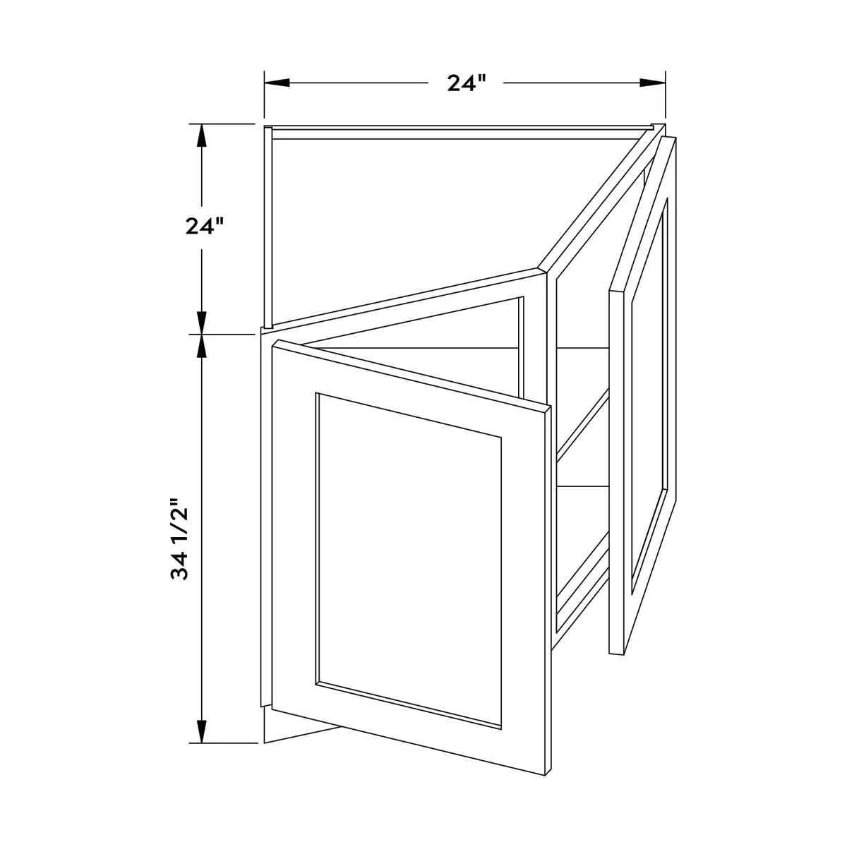 Craft Cabinetry Shaker Black 24”W Base End Cabinet Image Specifications