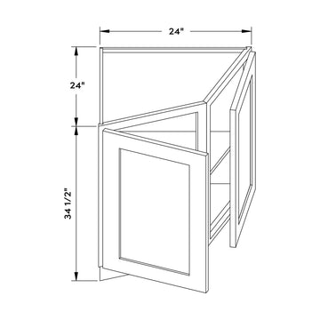 Craft Cabinetry Recessed Panel Gray Stain 24”W Base End Cabinet