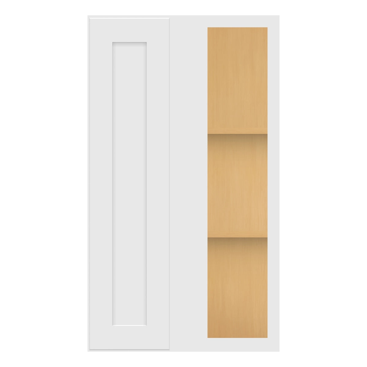 Craft Cabinetry Shaker White 24"W x 42"H Blind Wall Corner Cabinet