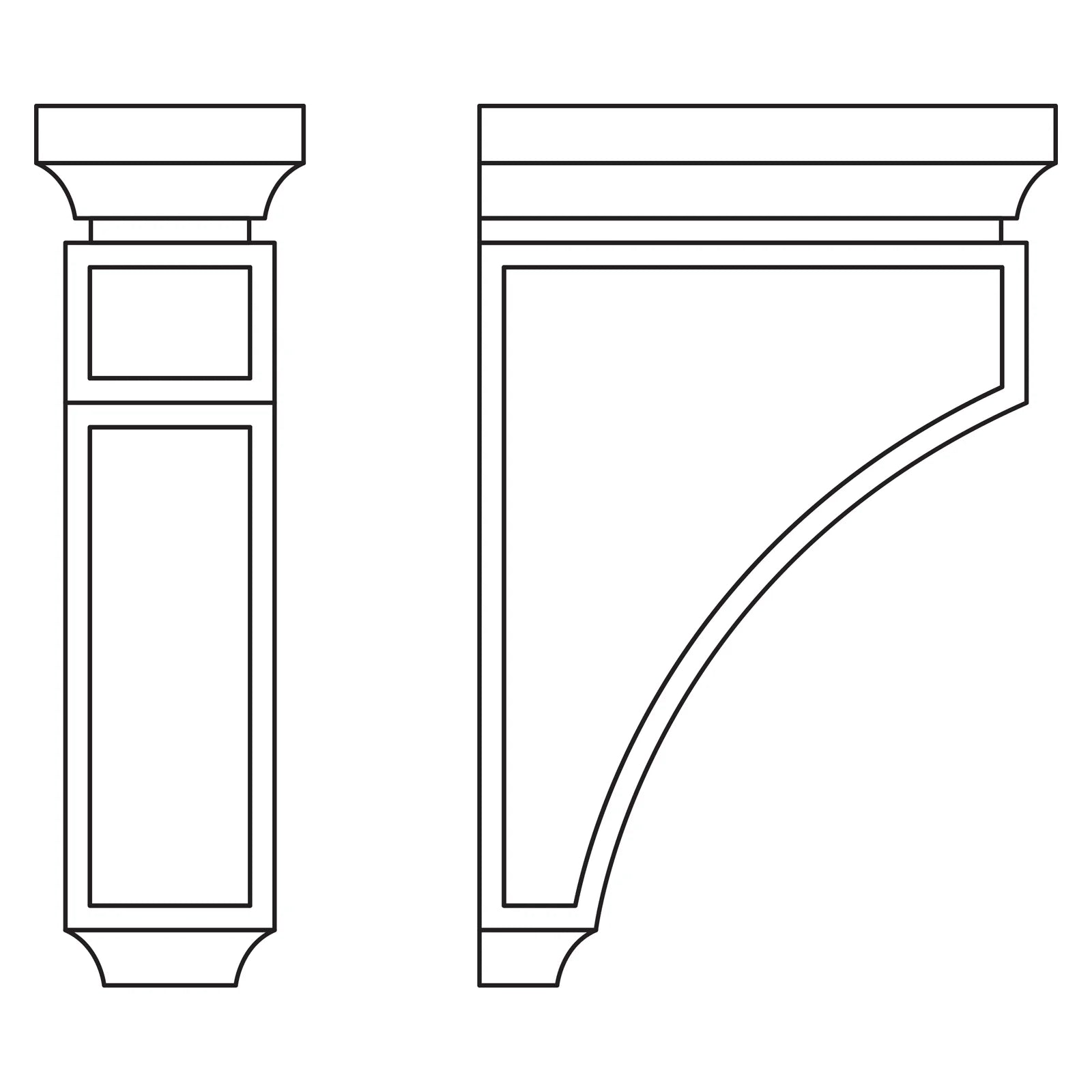 Fabuwood Allure Imperio Pitch Black Mission Corbel Countertop Bracket CMCB Photo