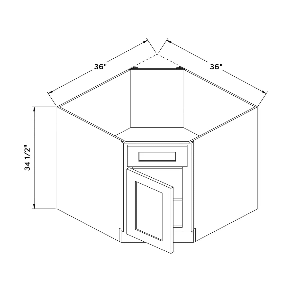 Craft Cabinetry Recessed Panel Gray Stain 36”W Sink Cabinet Image Specifications