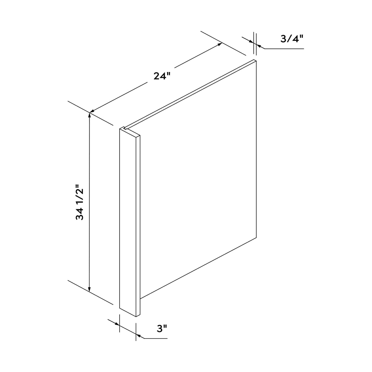 Craft Cabinetry Recessed Panel Gray Stain Dishwasher End Panel with 3" Filler Image Specifications