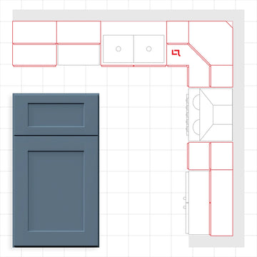 Fabuwood Allure Galaxy Denim Blue 10x10 Kitchen Design Set