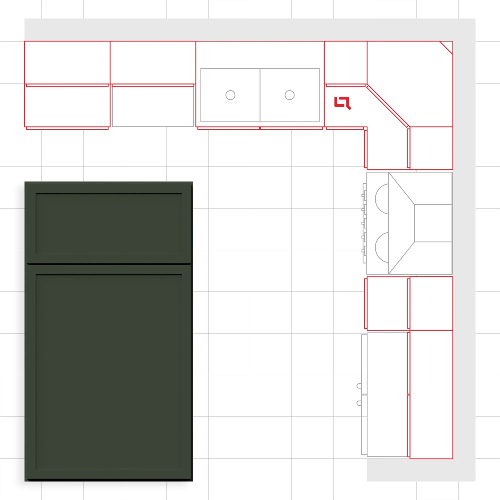 Fabuwood Allure Luna Hunter Green 10x10 Kitchen Design Set Image