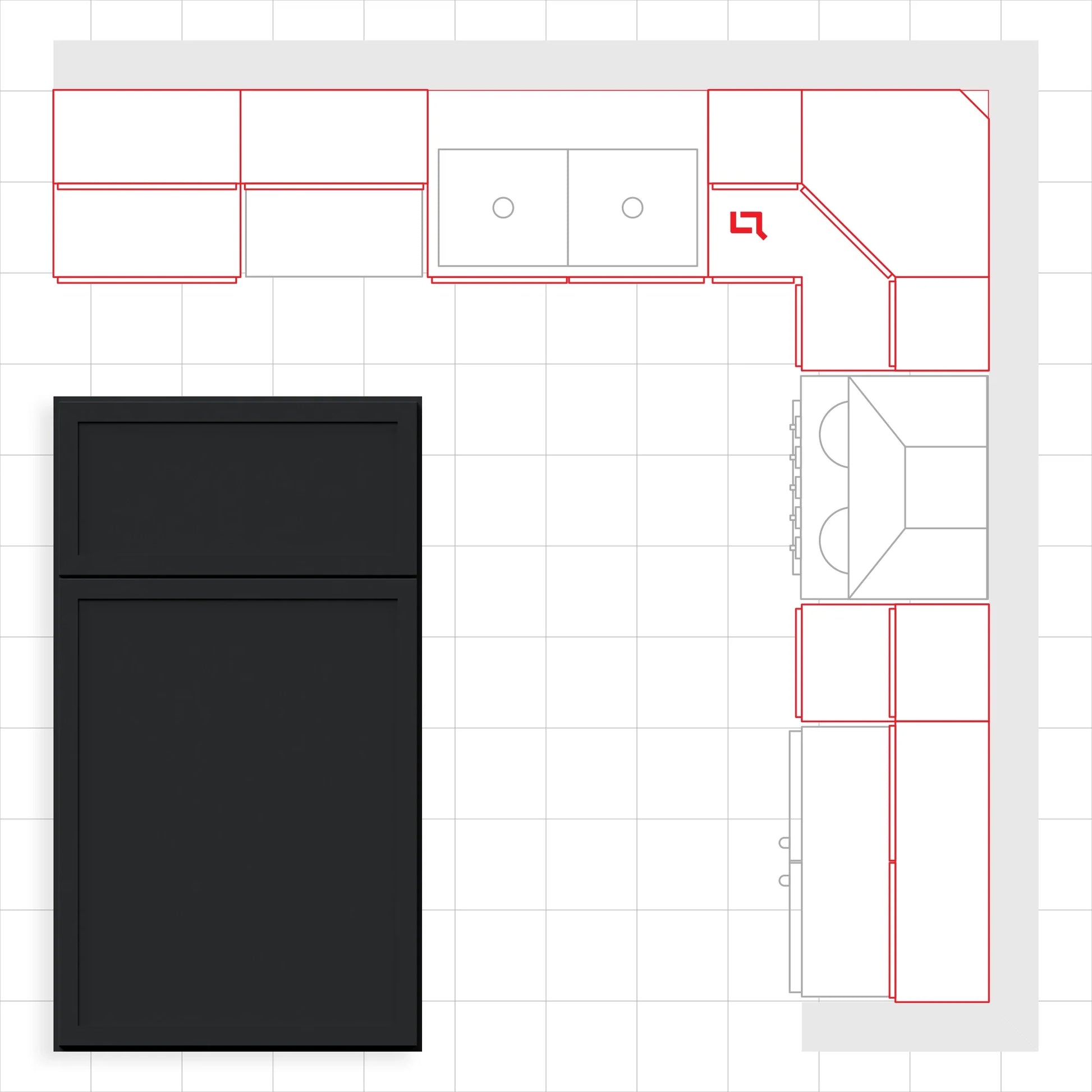 Fabuwood Allure Luna Pitch Black 10x10 Kitchen Design Set Image