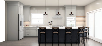 Fabuwood Allure Luna Dove Kitchen 77 in. by 238 in. with Island