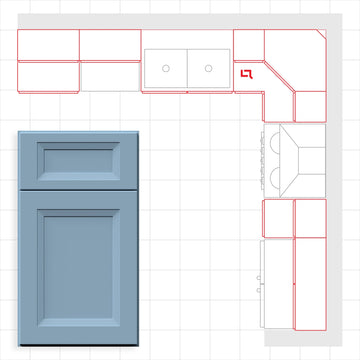 Fabuwood Allure Onyx Ocean Blue 10x10 Kitchen Design Set