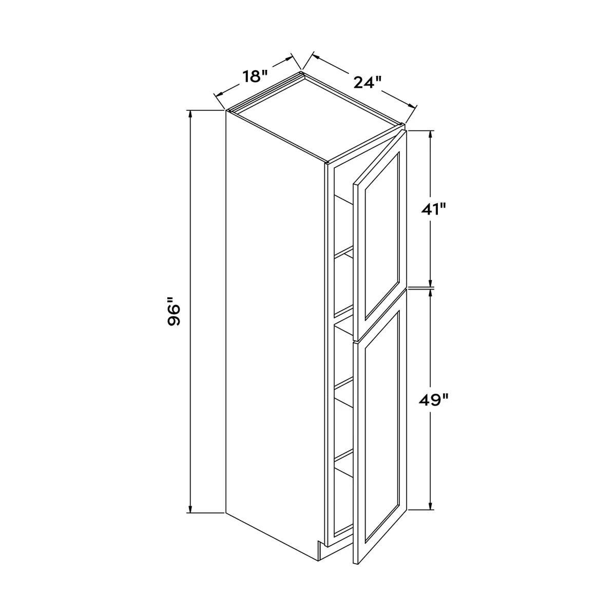 Craft Cabinetry Shaker Black 18”W x 96”H Pantry Cabinet Image Specifications