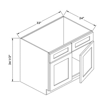 Craft Cabinetry Recessed Panel Gray Stain 33”W Sink Cabinet