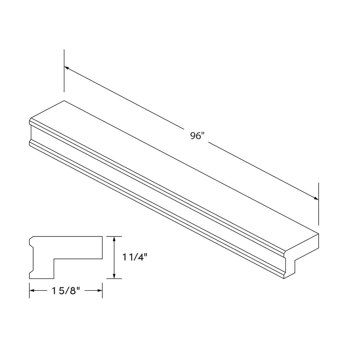 Craft Cabinetry Shaker White Light Rail Straight Molding Image Specifications