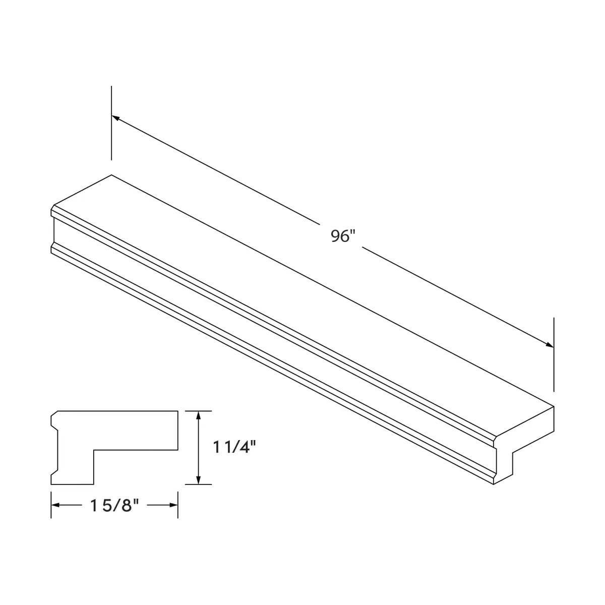 Craft Cabinetry Shaker Black Light Rail Straight Molding Image Specifications