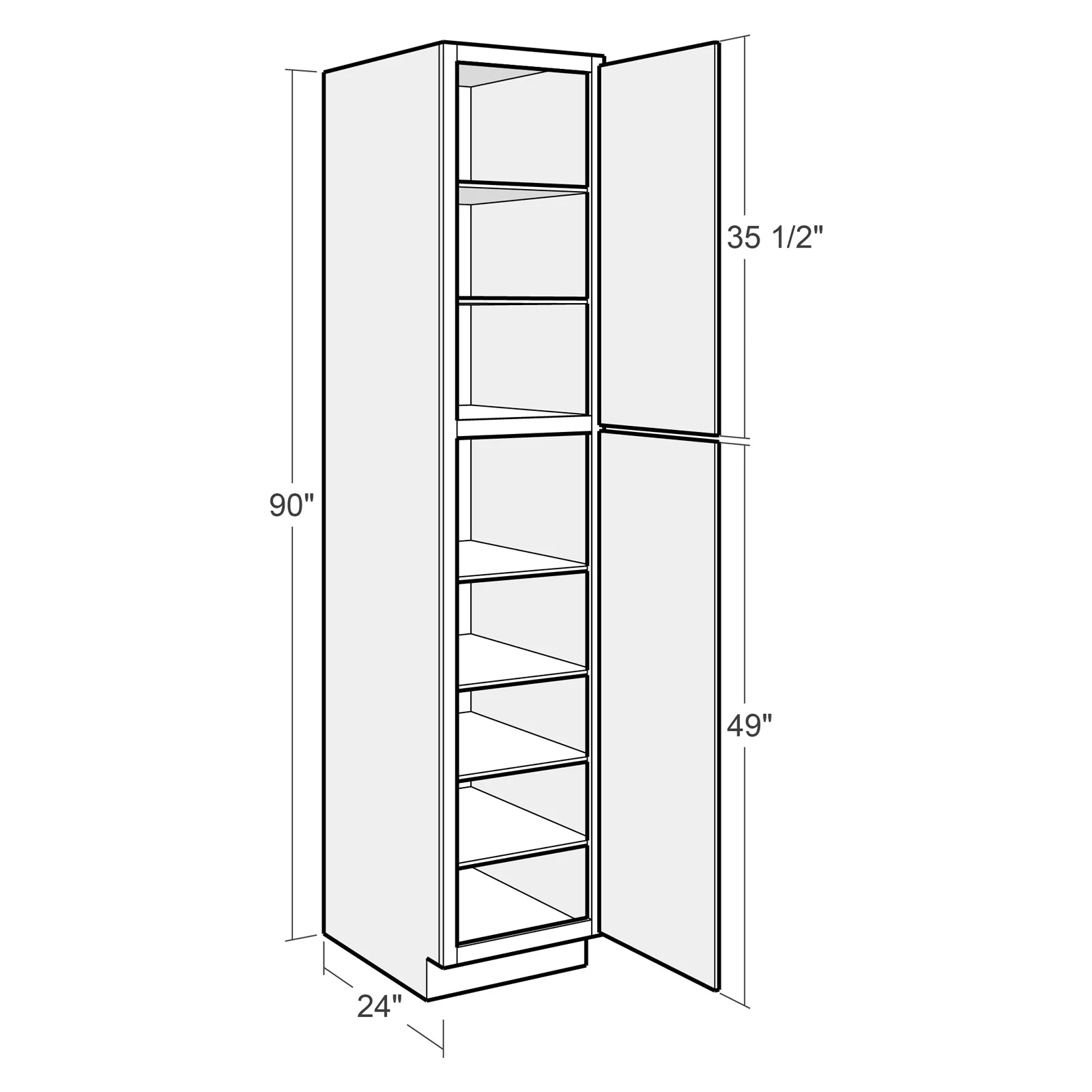 Fabuwood Allure Luna Pitch Black 15"W x 90"H Pantry Cabinet Photo