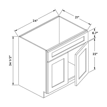 Craft Cabinetry Shaker Aqua 24”W Vanity Base Cabinet