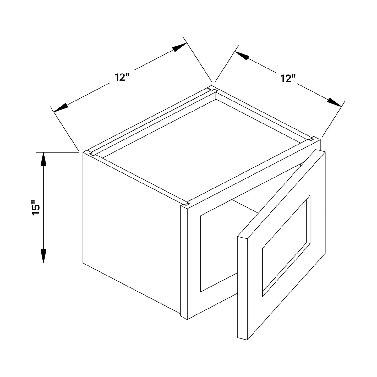 Craft Cabinetry Shaker Black 12”W x 15”H Wall Cabinet Image Specifications