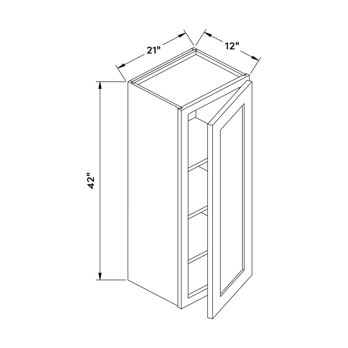 Craft Cabinetry Shaker Black 21”W x 42”H Wall Cabinet Image Specifications