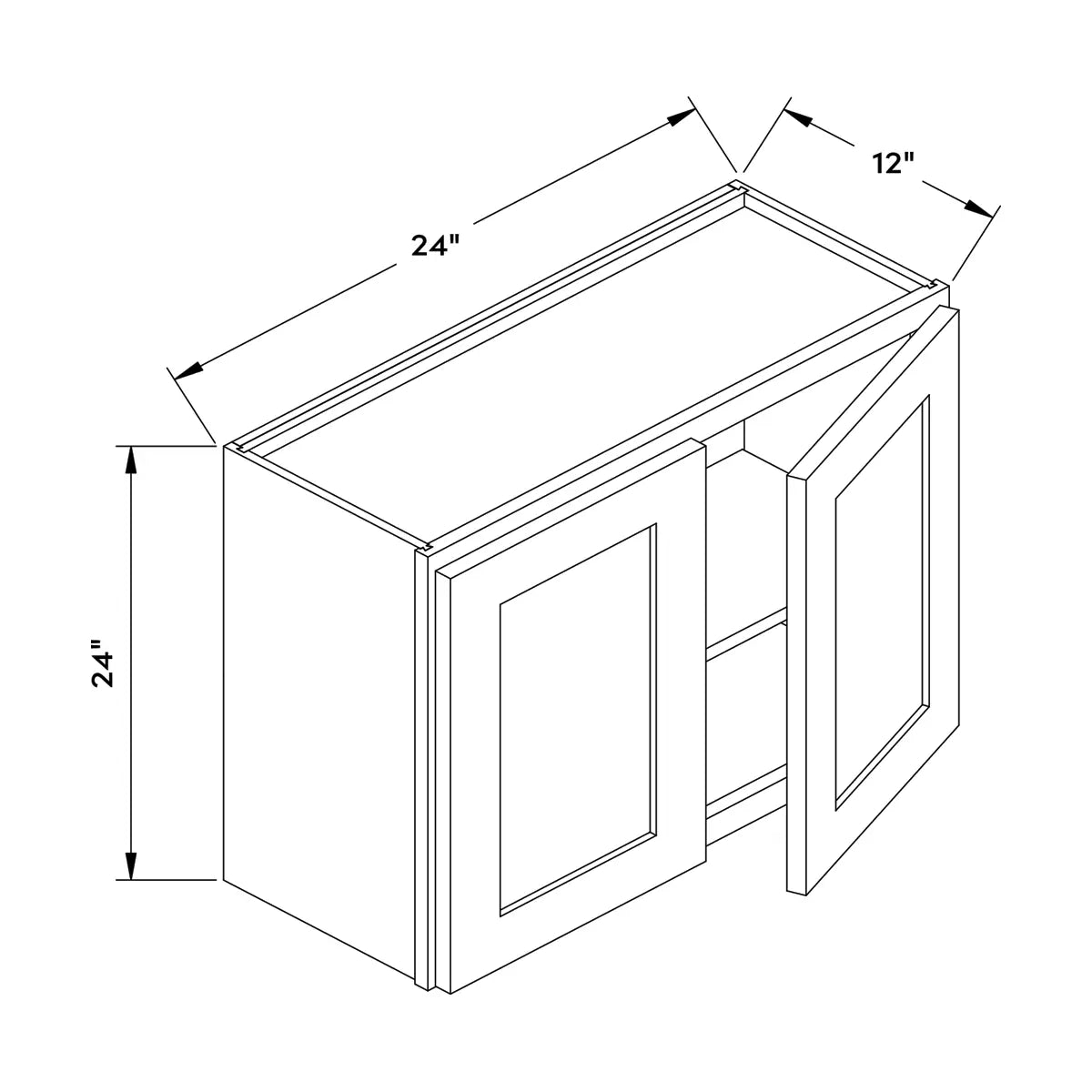 Craft Cabinetry Recessed Panel Gray Stain 24”W x 24”H Wall Cabinet Image Specifications