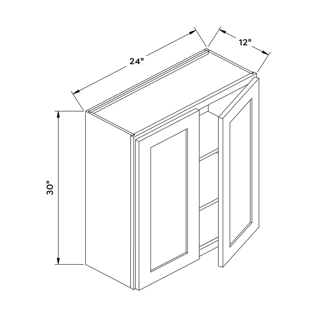 Craft Cabinetry Recessed Panel Gray Stain 24”W x 30”H Wall Cabinet Image Specifications