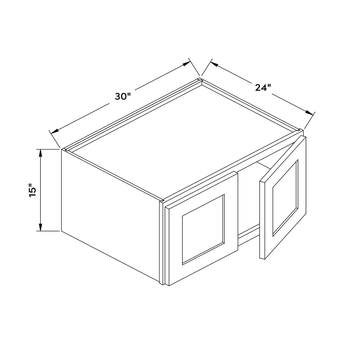 Craft Cabinetry Recessed Panel Gray Stain 30”W x 15”H 24" Depth Wall Cabinet Image Specifications