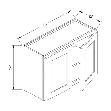 Craft Cabinetry Recessed Panel Gray Stain 30”W x 24”H Wall Cabinet