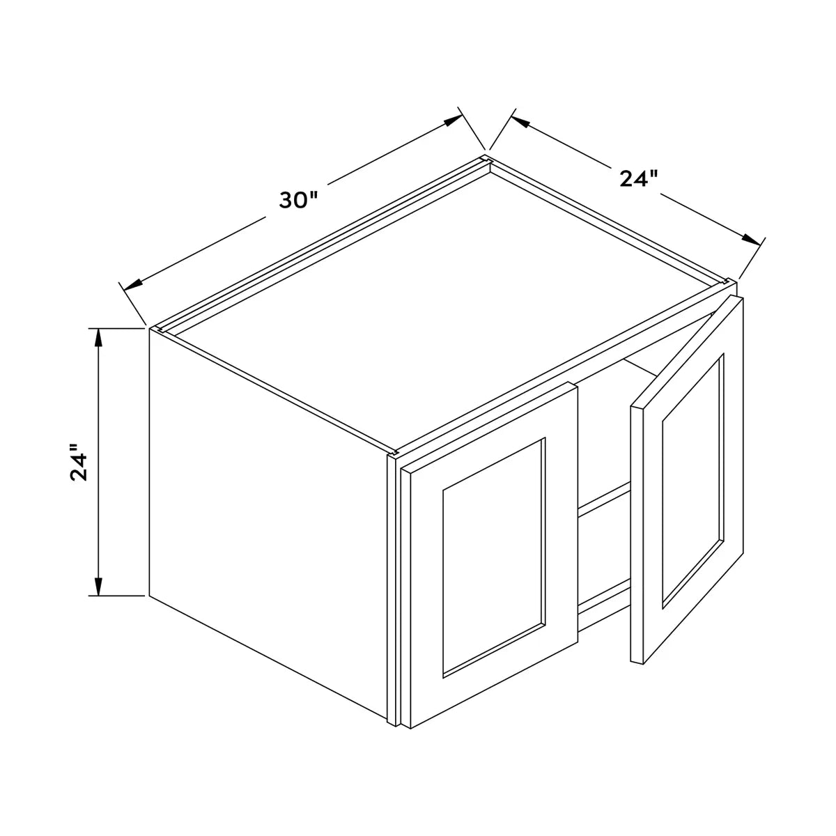 Craft Cabinetry Shaker White 30"W x 24"H 24" Depth Wall Cabinet Image Specifications