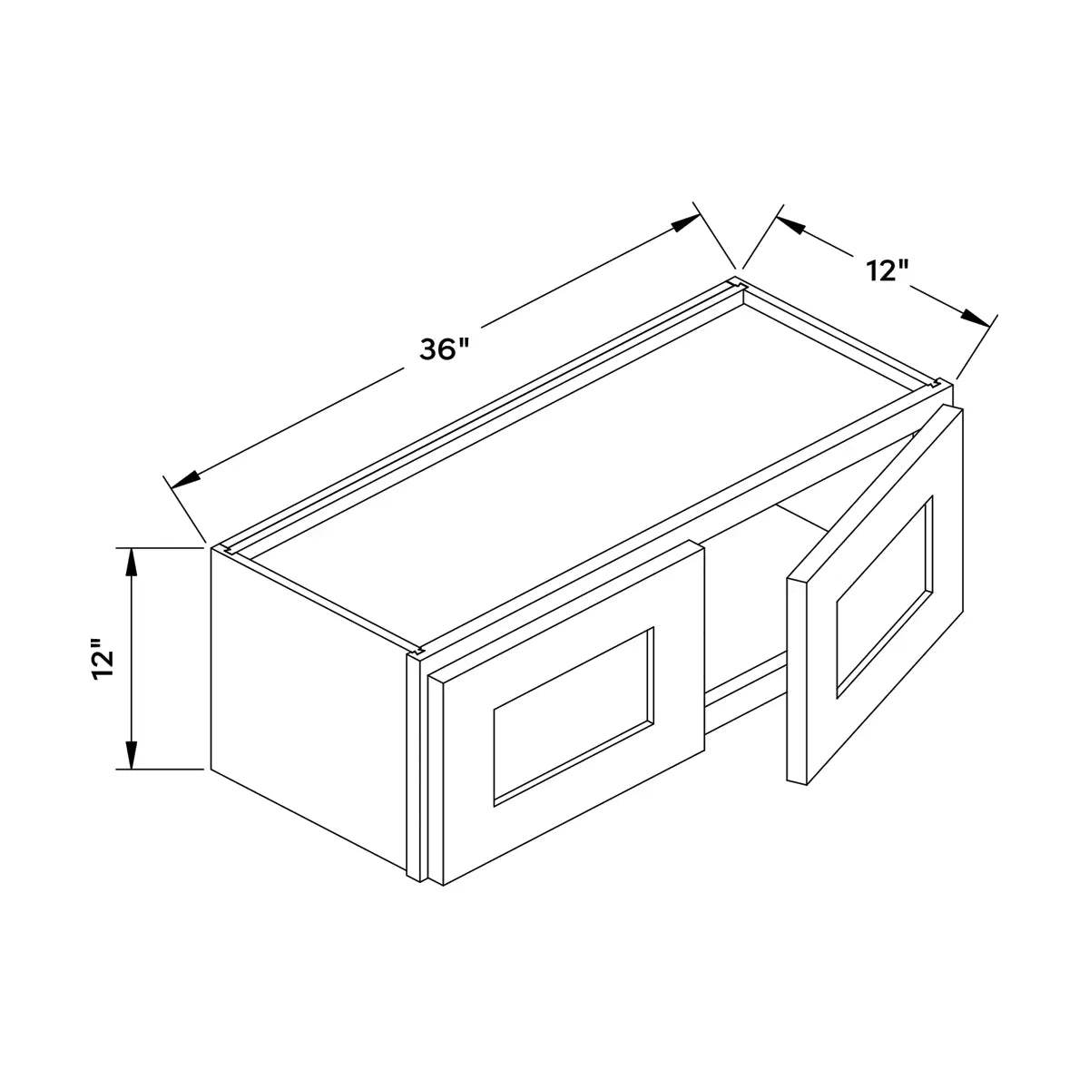 Craft Cabinetry Recessed Panel Gray Stain 36”W x 12”H Wall Cabinet Image Specifications