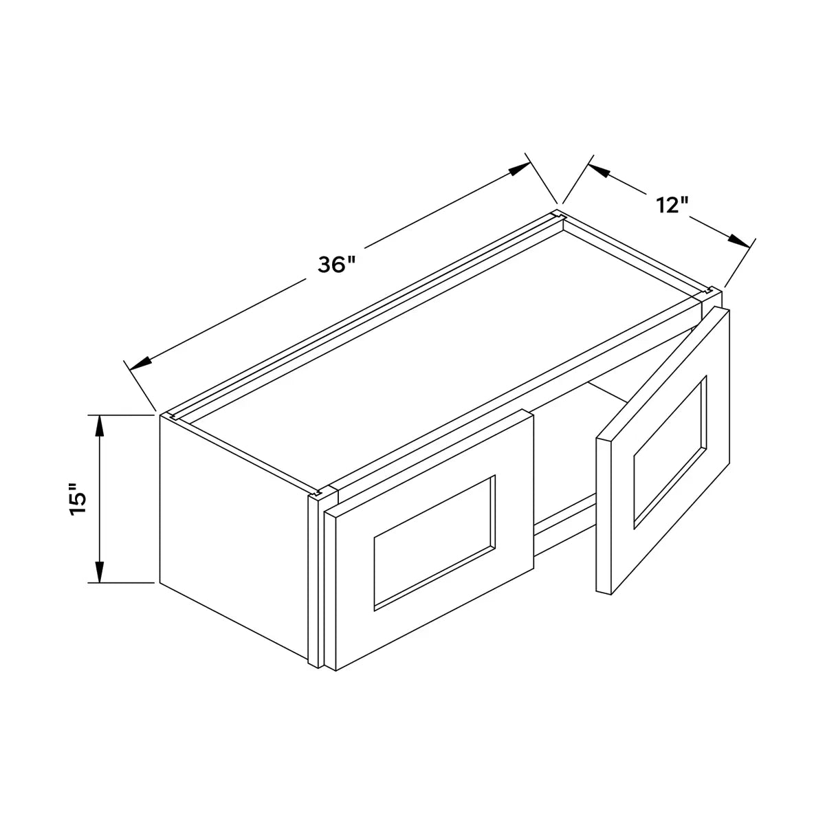 Craft Cabinetry Shaker Black 36”W x 15”H Wall Cabinet Image Specifications