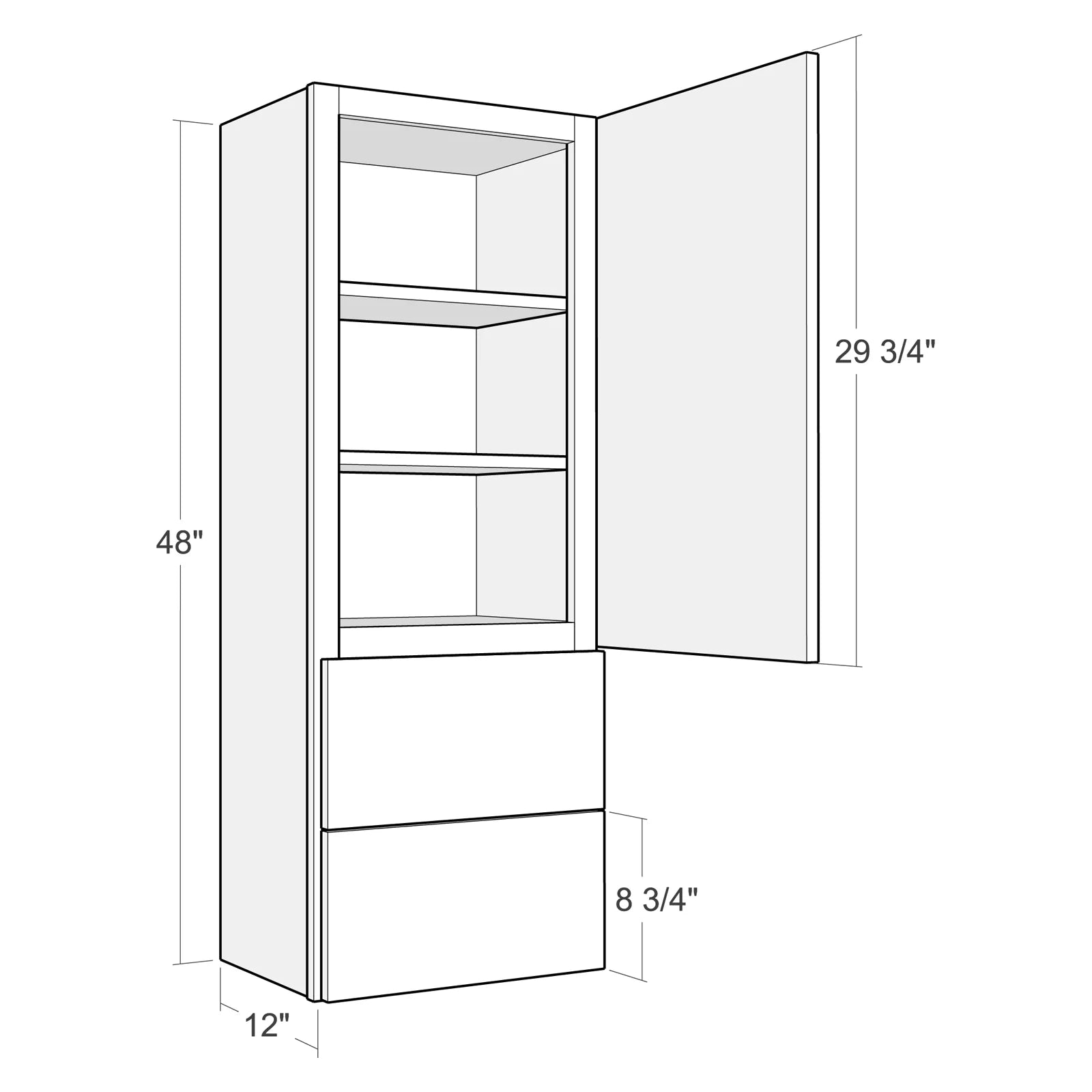 Fabuwood Allure Fusion Nickel 18"W x 48"H Wall With Drawers Cabinet Photo