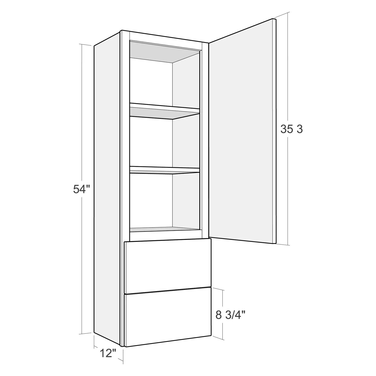 Fabuwood Allure Fusion Cloud White 18"W x 54"H Wall With Drawers Cabinet Photo