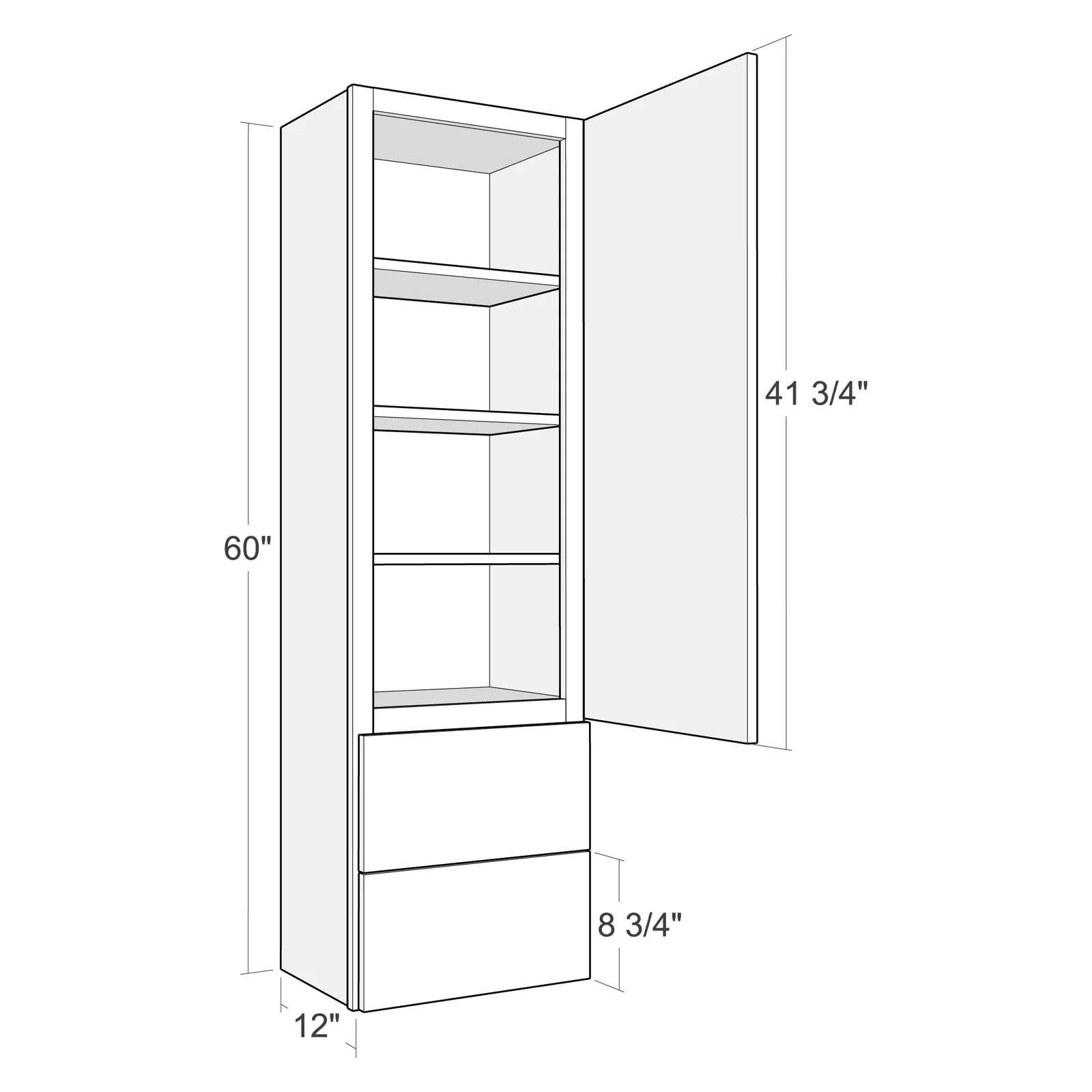 Fabuwood Allure Nexus Cloud White 18"W x 60"H Wall With Drawers Cabinet Photo