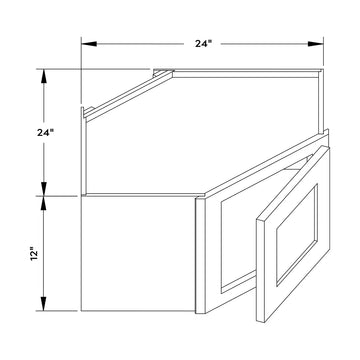 Craft Cabinetry Recessed Panel Gray Stain 24”W x 12”H Wall Diagonal Corner Cabinet