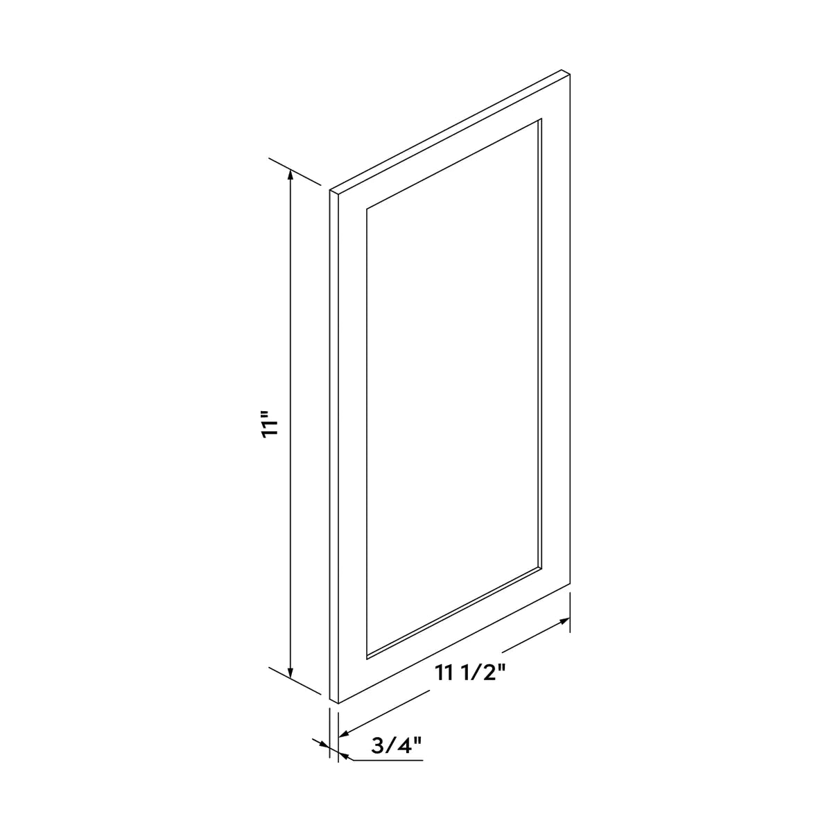 Craft Cabinetry Recessed Panel Gray Stain Decorative Dummy Door 12"W x 12"H Wall Image Specifications